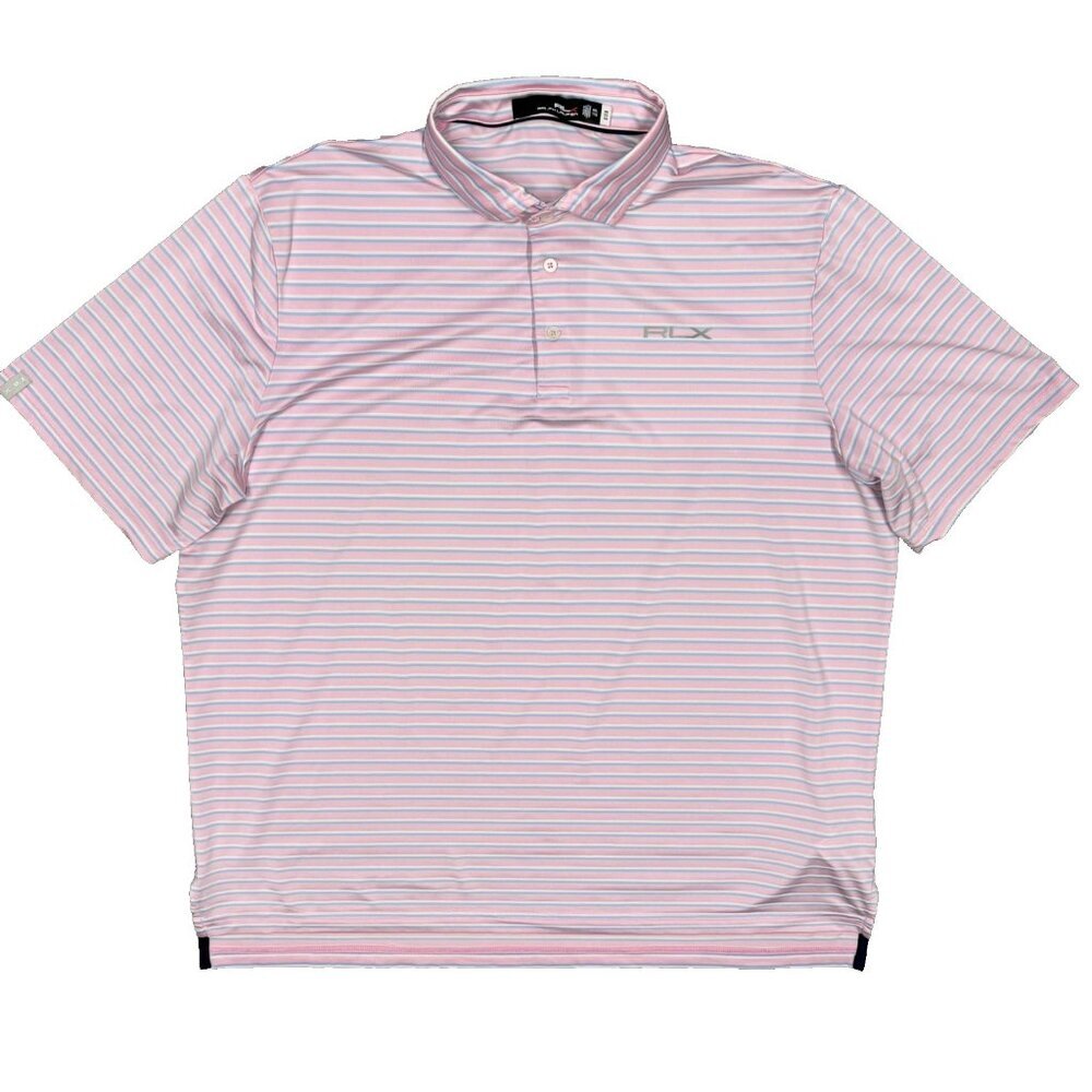 NWOT RLX Ralph Lauren‎ Polo Golf Shirt Stretch Short Sleeve Pink Striped XXL